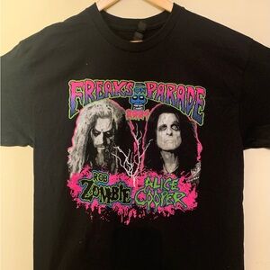 Black Graphic T-Shirt with Colorful Print